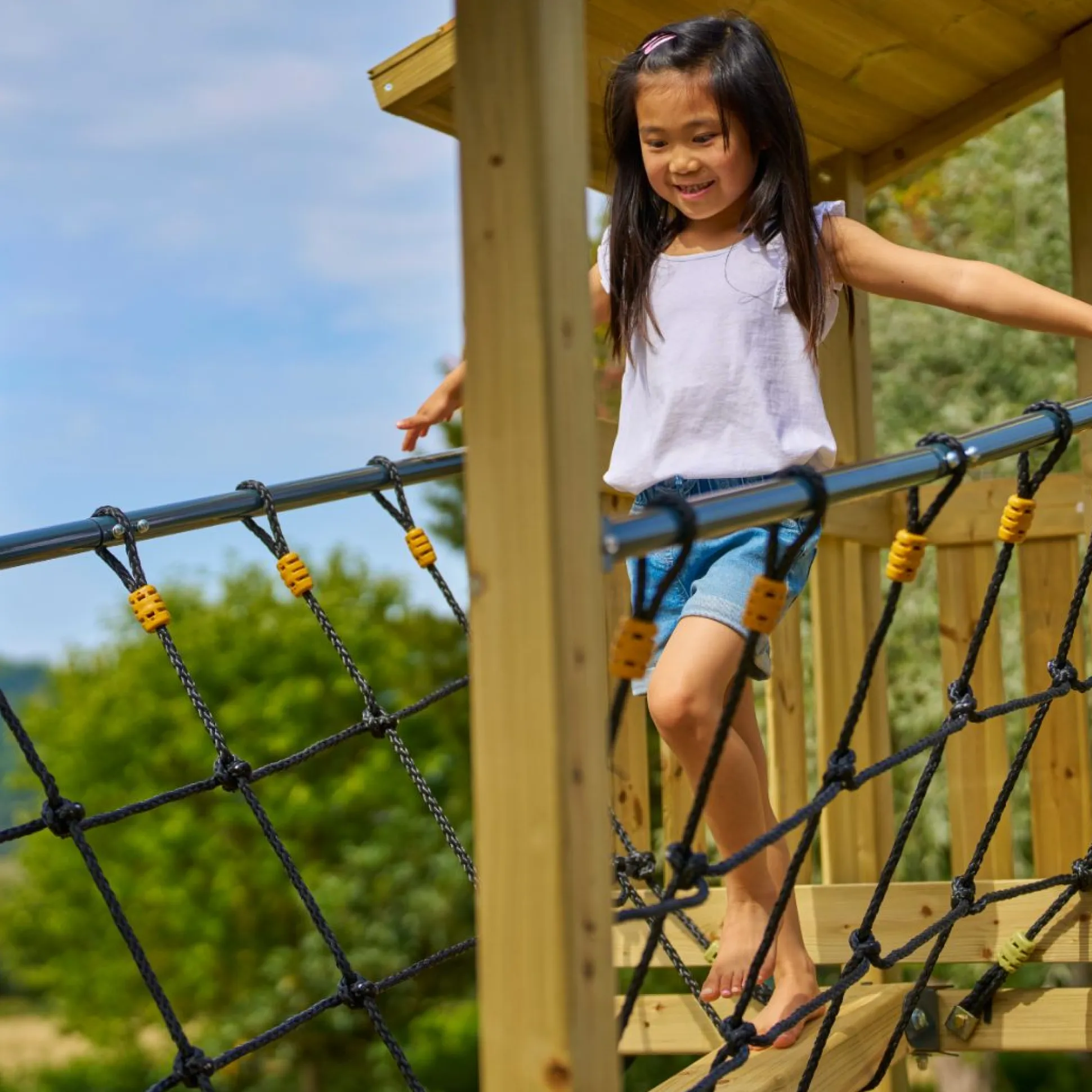 TP Skywood Fort Four Tower Wooden Climbing Frame - FSC® certified