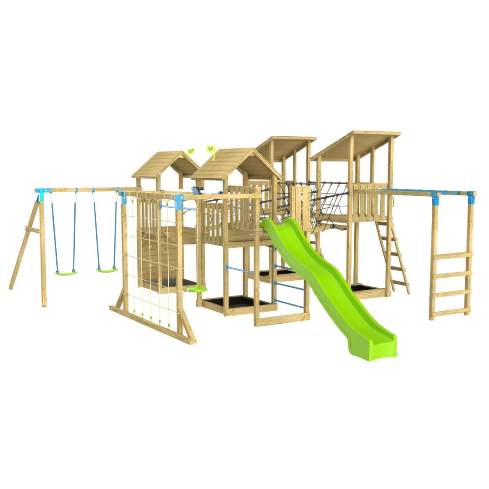 TP Skywood Fort Four Tower Wooden Climbing Frame - FSC® certified
