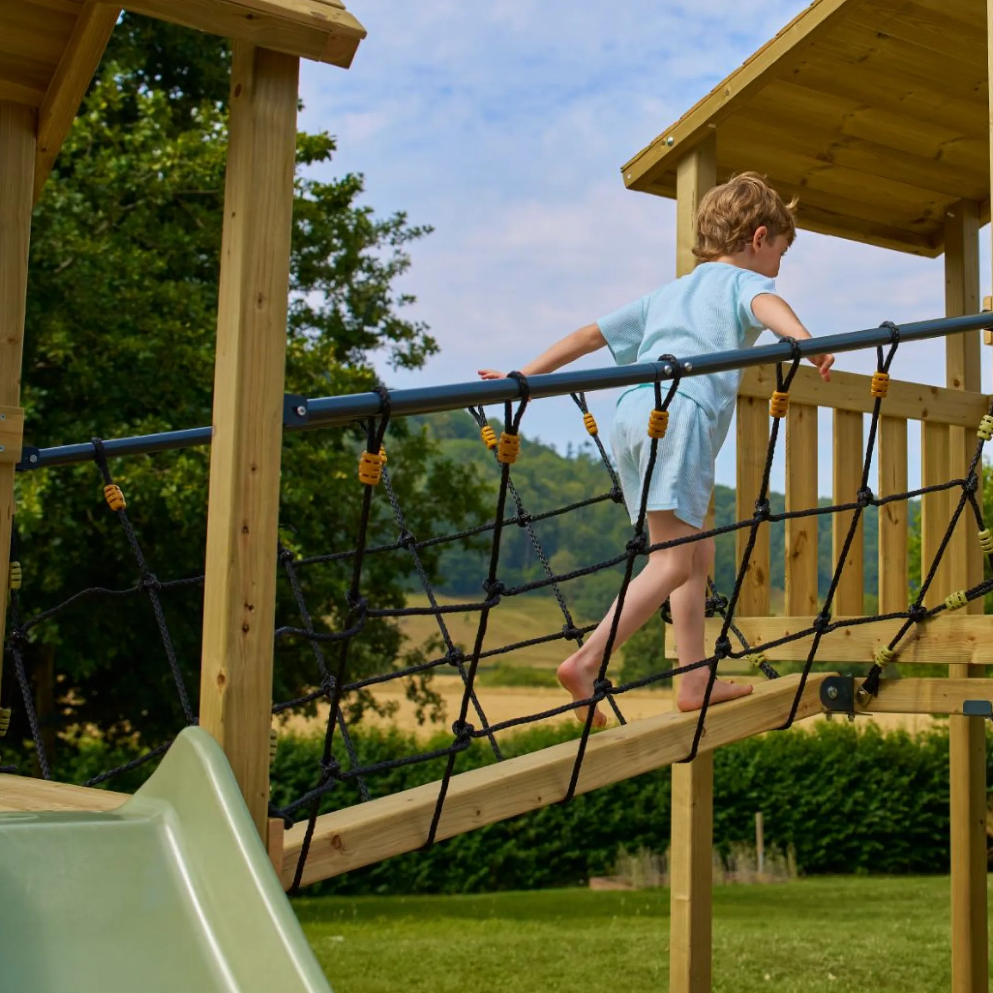 TP Skywood Fort Four Tower Wooden Climbing Frame - FSC® certified