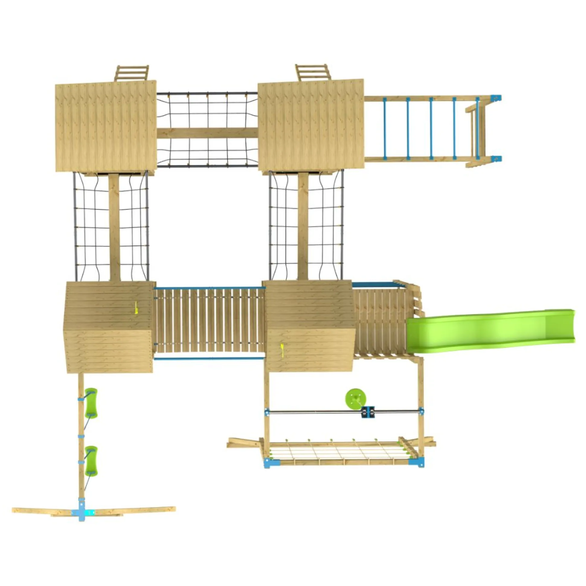 TP Skywood Fort Four Tower Wooden Climbing Frame - FSC® certified
