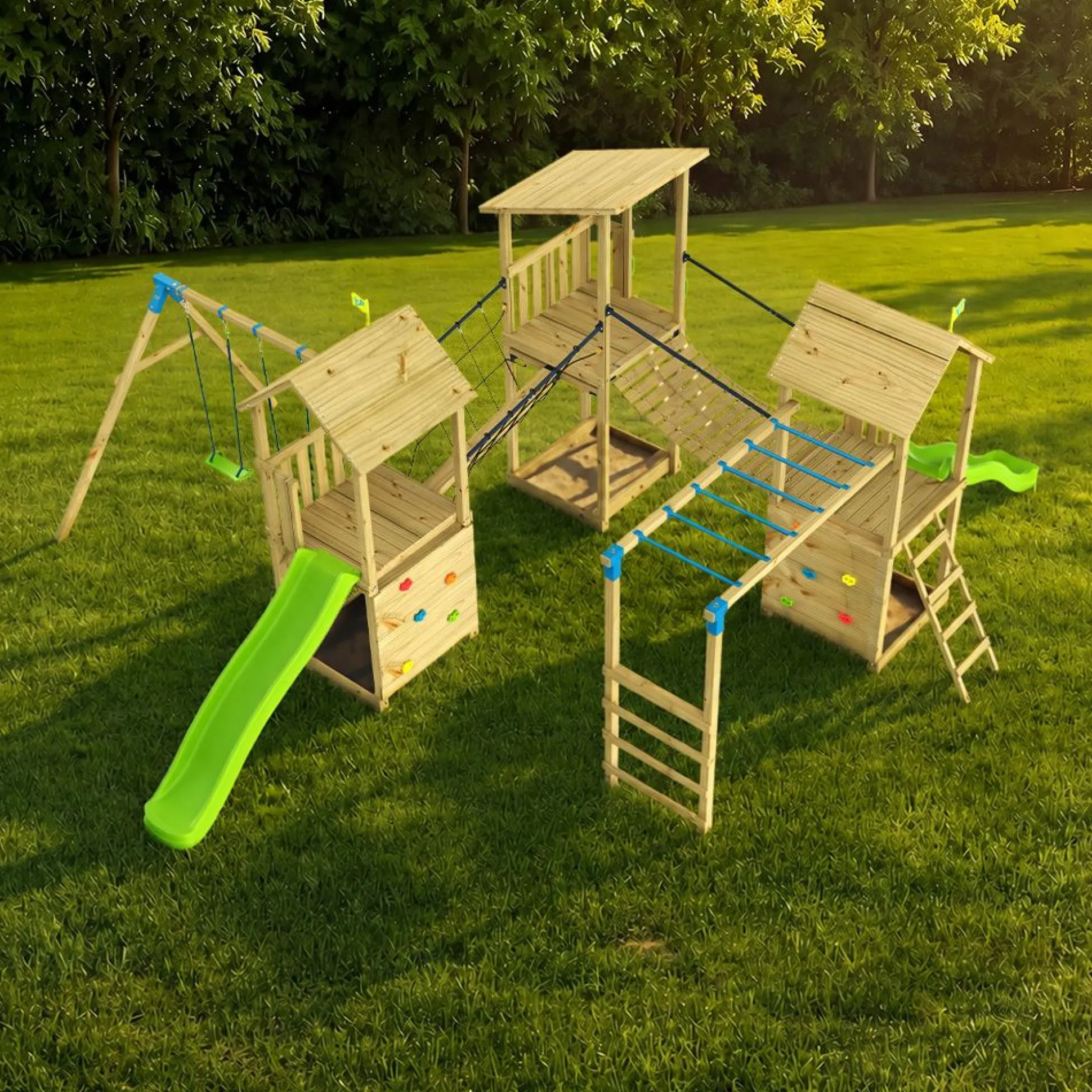 TP Skywood Three Tower Climbing Frame Play Set - FSC® certified