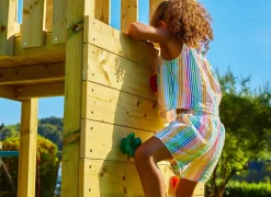 TP Skywood Wooden Climbing Frame with Extra Play Tower, Sky Deck, Skyline with Flying Fox, Monkey Bars, Double Swing Arm & Slide - FSC® certified