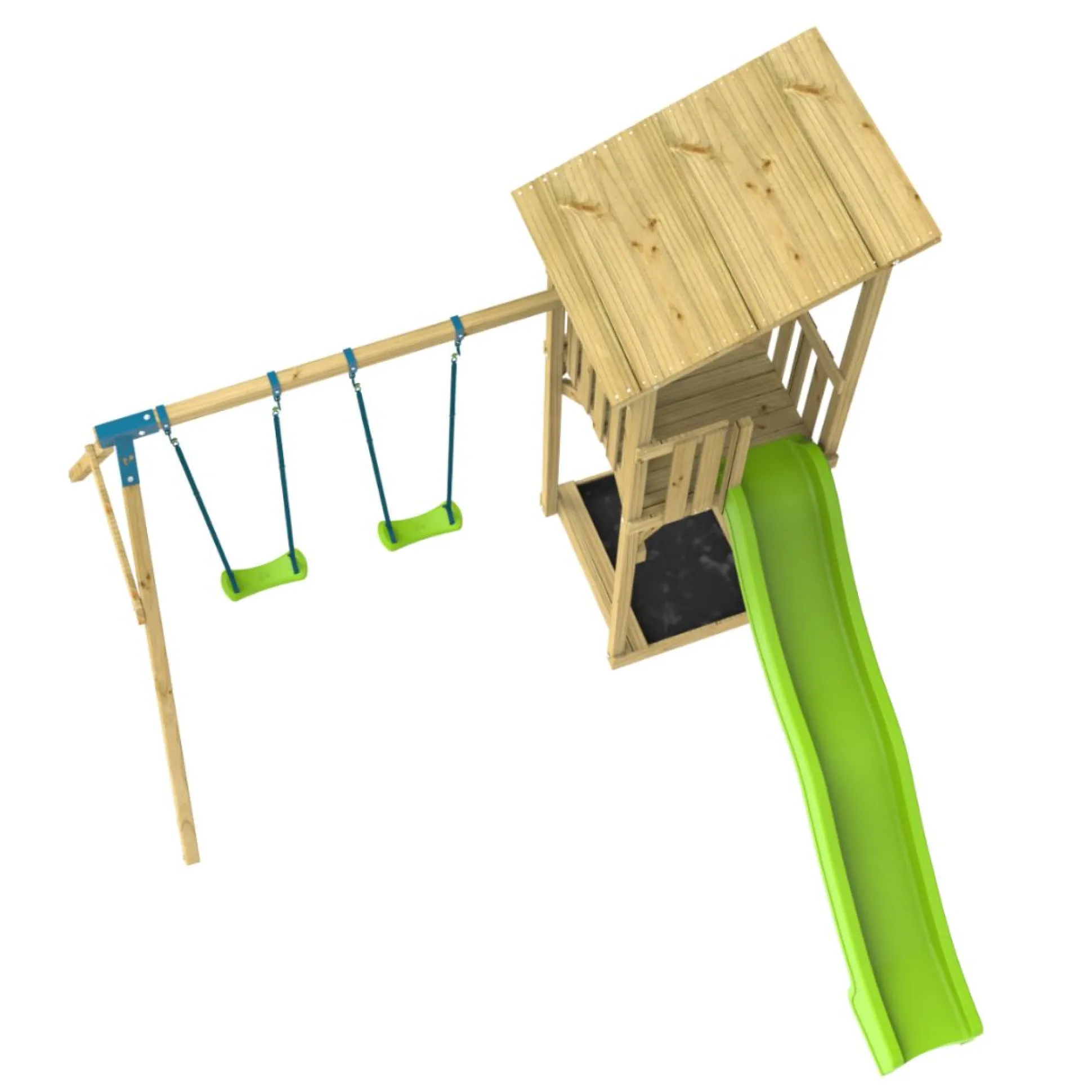 TP Skywood Wooden Lookout Tower with Superwavy Slide & Double Swing Arm - FSC® certified