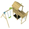 TP Skywood Wooden Tower Climbing Frame with Ripple Slide, Sky Deck & Single Swing Arm - FSC® certified