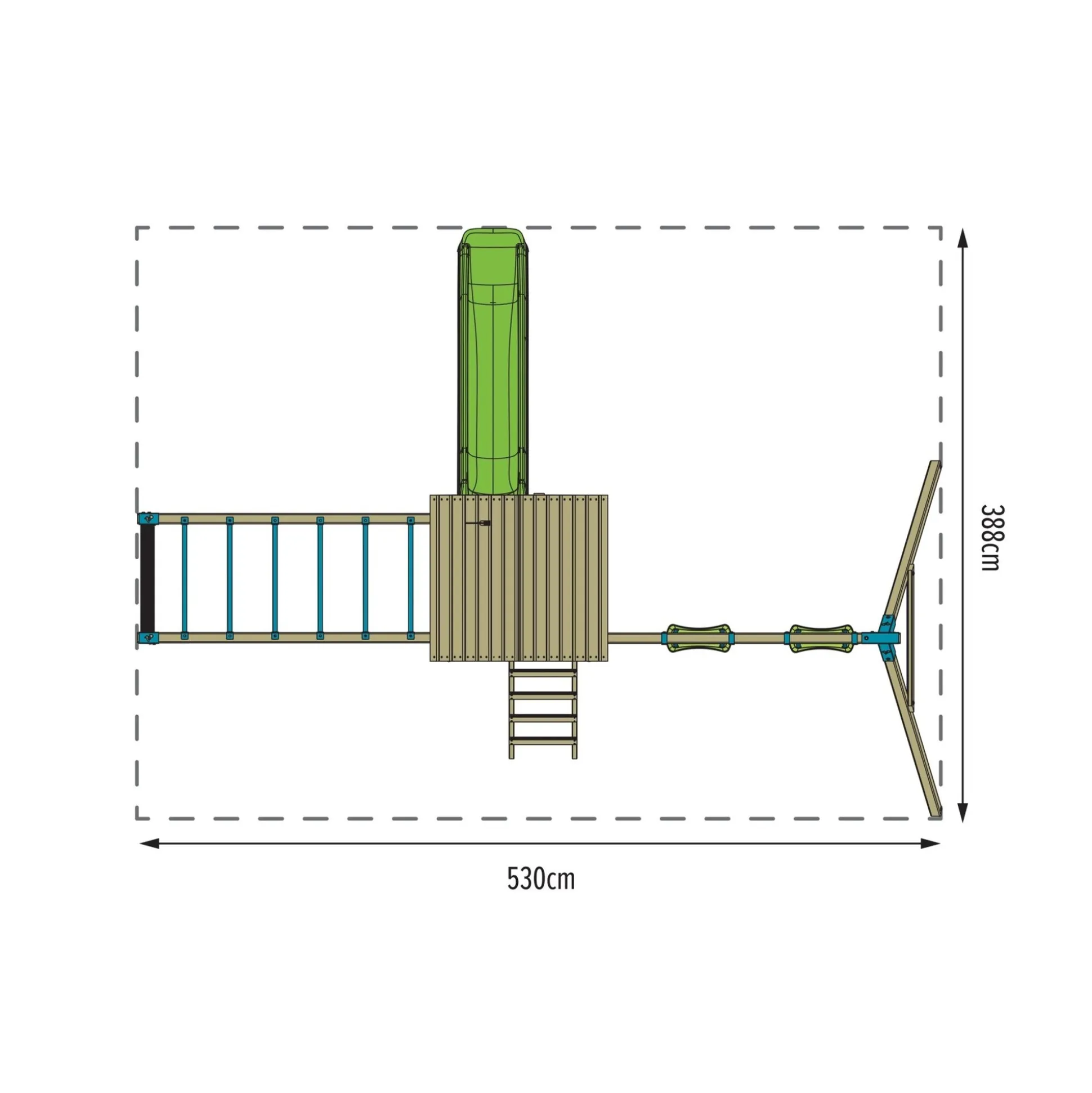 TP Skywood Wooden Tower Climbing Frame with Ripple Slide, Monkey Bars & Double Swing Arm - FSC® certified