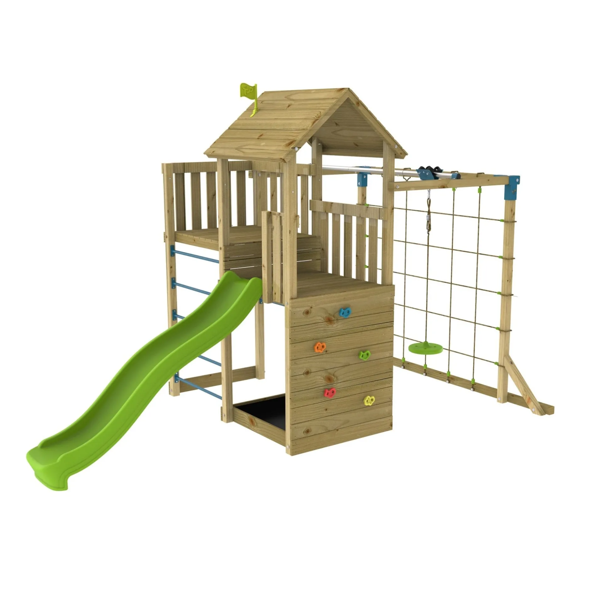 TP Skywood Wooden Tower Climbing Frame with Ripple Slide, Sky Deck, Skyline & Flying Fox Add On - FSC® certified