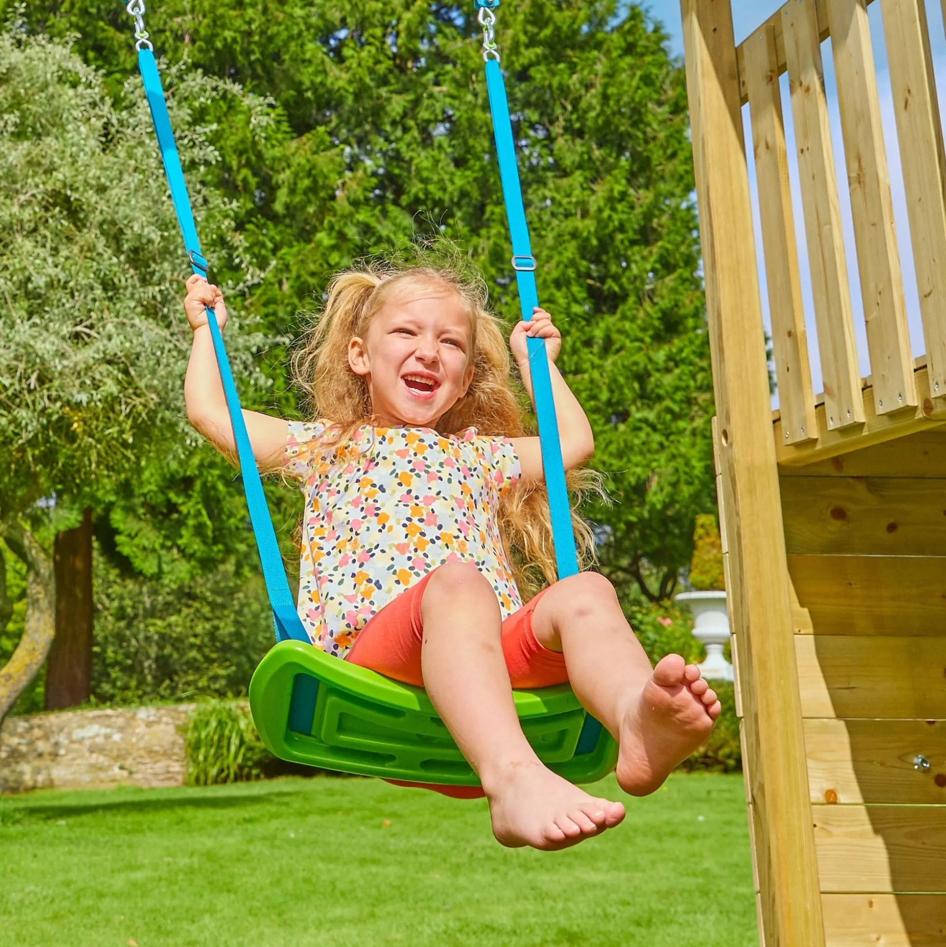 TP Skywood Wooden Tower Climbing Frame with Ripple Slide, Monkey Bars & Single Swing Arm - FSC® certified