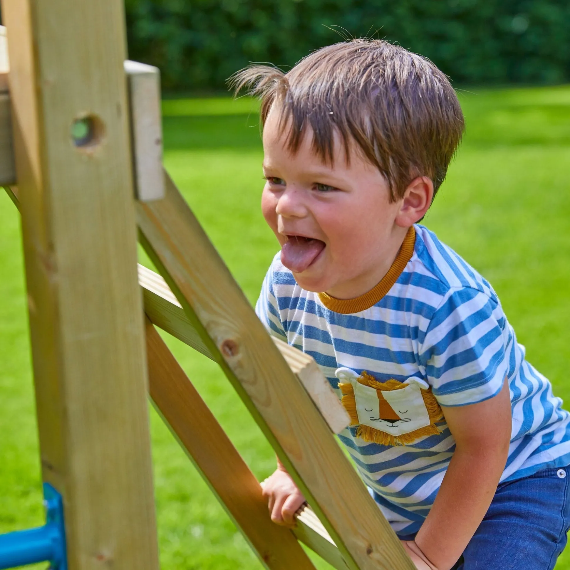 TP Skywood Wooden Tower Climbing Frame with Super Wavy Slide, Sky Deck, Monkey Bars, Skyline with Swing Seat & extra play tower - FSC® certified