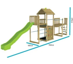TP Skywood Wooden Tower Climbing Frame with Sky Deck, Super Wavy Slide, Sky Bridge & Mini Tower - FSC® certified