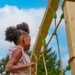 TP Skywood Wooden Tower Climbing Frame with Super Wavy Slide, Sky Deck, Monkey Bars & Skyline with Rapide Swing Seat - FSC® certified