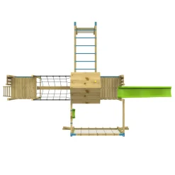 TP Skywood Wooden Tower Climbing Frame with Super Wavy Slide, Sky Deck, Monkey Bars, Skywalk Bridge, Skyline with Swing Seat & extra play tower - FSC® certified