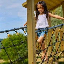 TP Skywood Wooden Tower Climbing Frame with Ripple Slide, SkyWalk Bridge, Lookout Tower & Double Swing Arm - FSC® certified