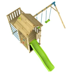 TP Skywood Wooden Tower Climbing Frame with Ripple Slide, Sky Deck & Double Swing Arm - FSC® certified