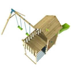 TP Skywood Wooden Tower Climbing Frame with Ripple Slide, Sky Deck & Double Swing Arm - FSC® certified