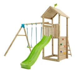 TP Skywood Wooden Tower Climbing Frame with Ripple Slide & Double Swing Arm - FSC® certified