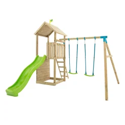 TP Skywood Wooden Tower Climbing Frame with Ripple Slide & Double Swing Arm - FSC® certified