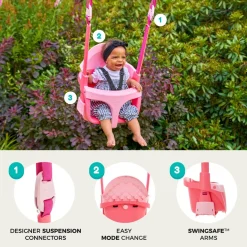 TP Small to Tall 2 in 1 Metal Swing Set with Pink Quadpod