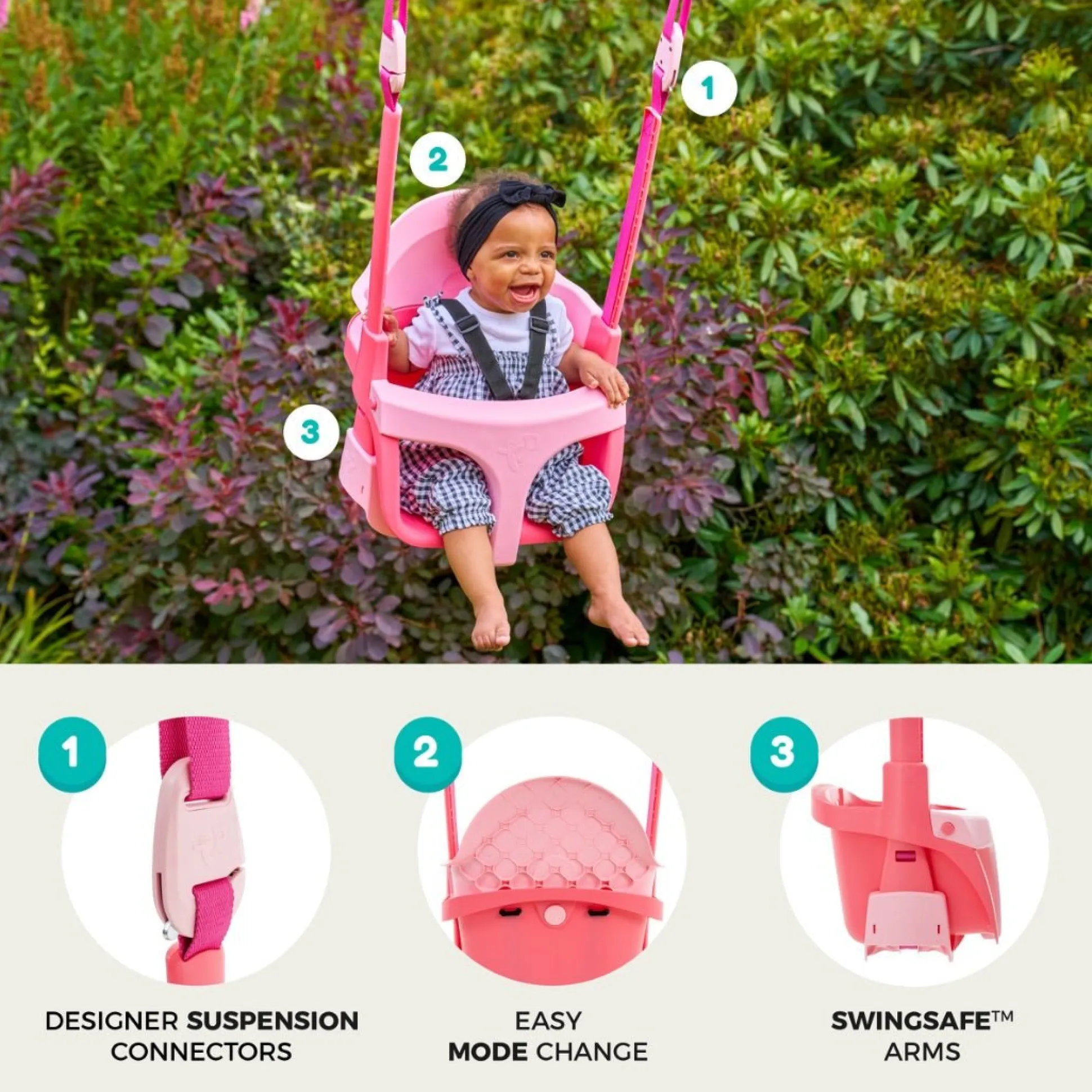 TP Small to Tall 2 in 1 Metal Swing Set with Pink Quadpod