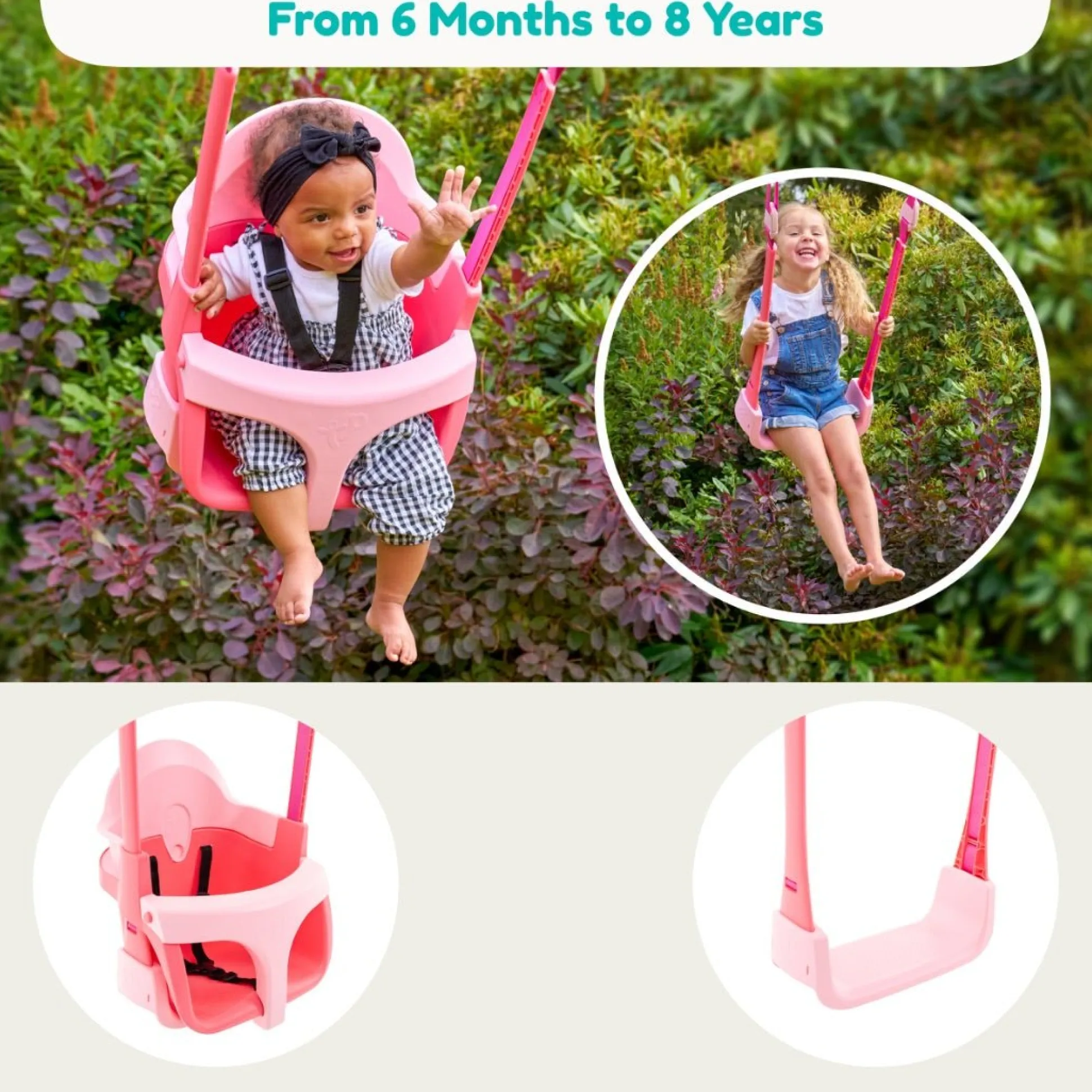 TP Small to Tall 2 in 1 Metal Swing Set with Pink Quadpod