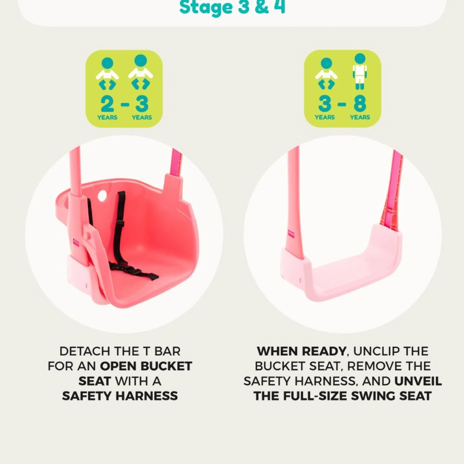TP Small to Tall 2 in 1 Metal Swing Set with Pink Quadpod