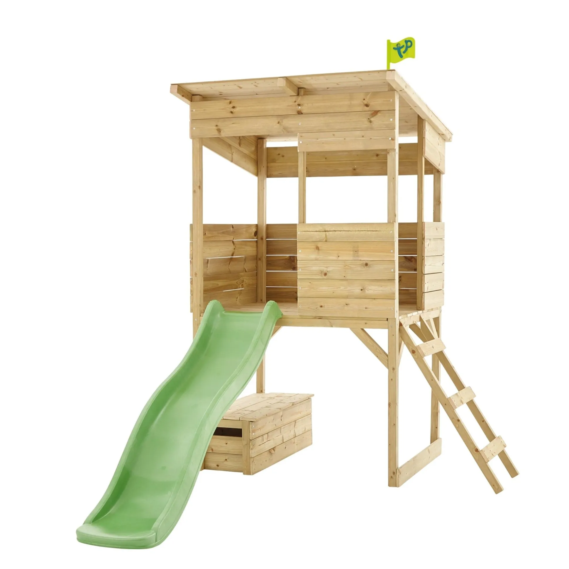 TP Treetops Wooden Tower Playhouse with Toy Box and Slide - FSC® certified