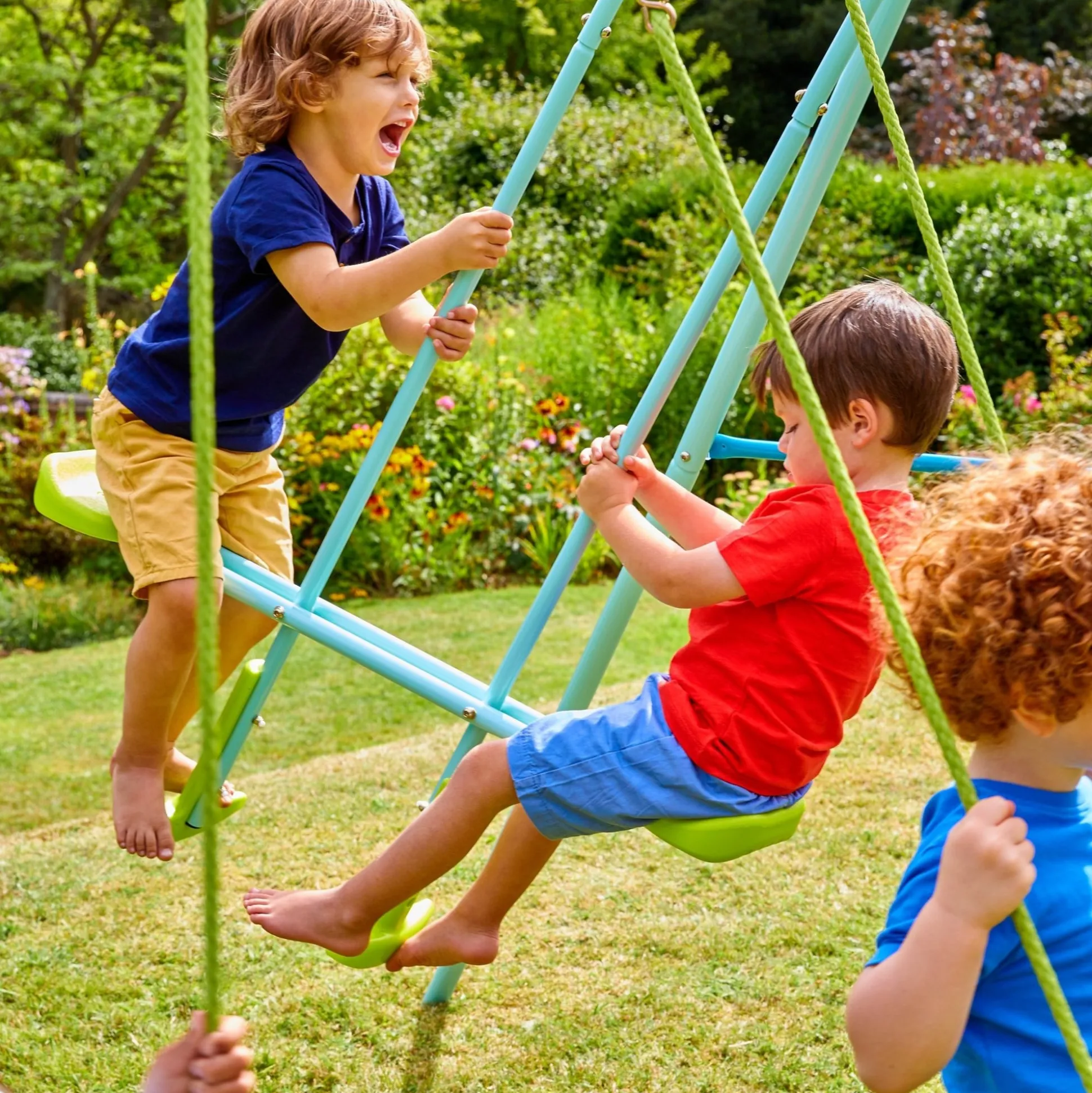 TP Triple Metal Swing Set with Glider Swing Seat