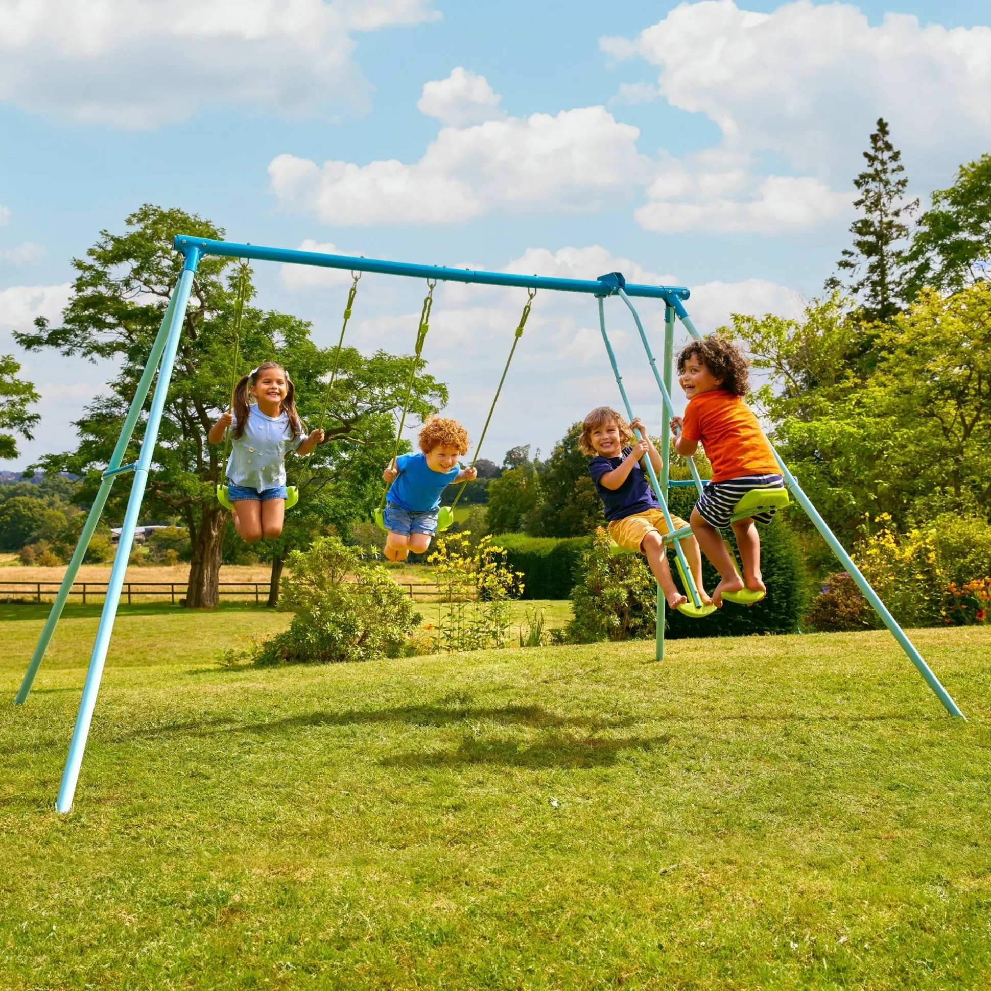 TP Triple Metal Swing Set with Glider Swing Seat