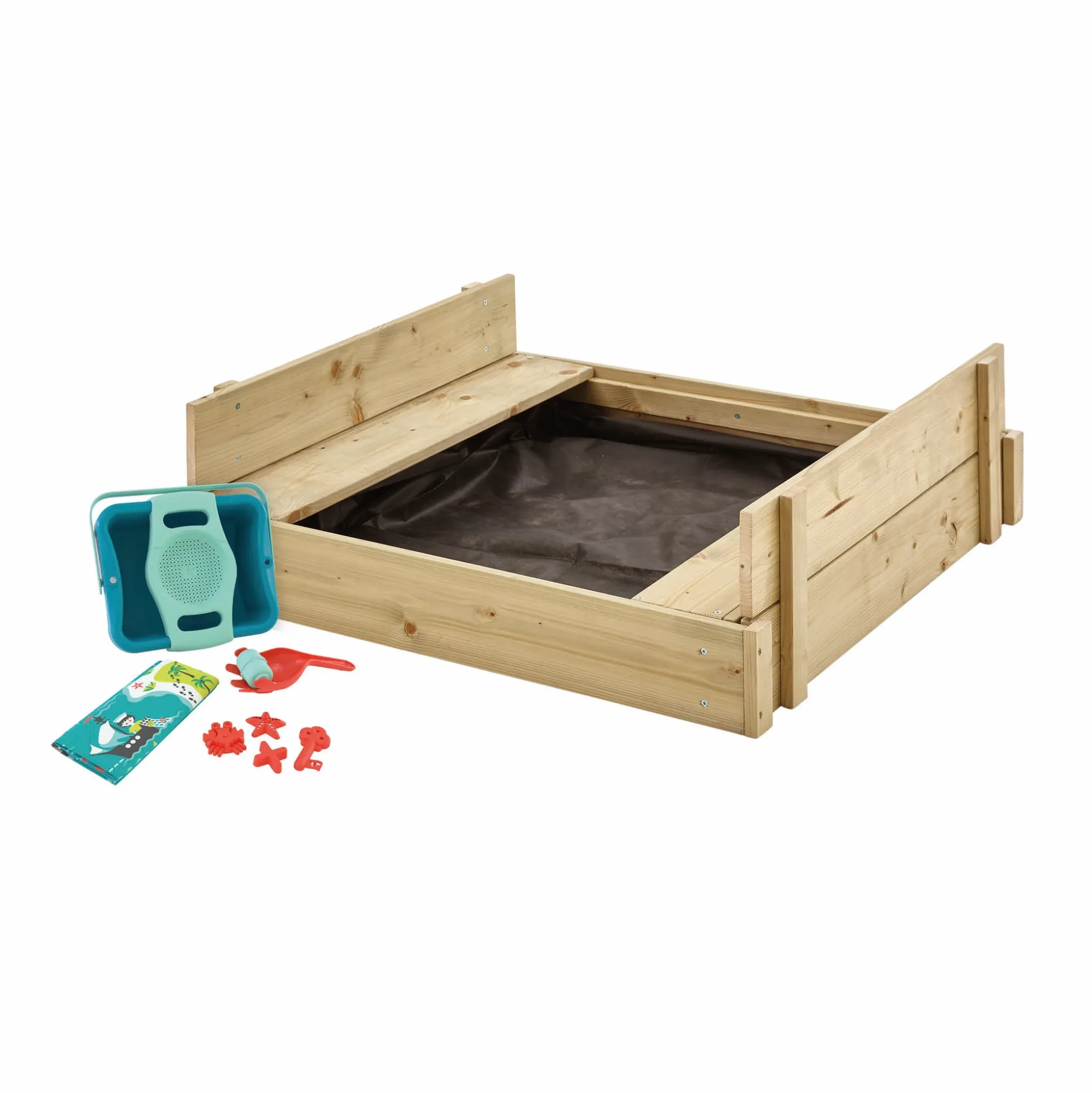 TP Wooden Lidded Sandpit with Dig & Explorer Accessory Kit - FSC® certified
