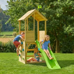 Treehouse Wooden Play Tower, with Wavy Slide & Climbing Wall - FSC® certified