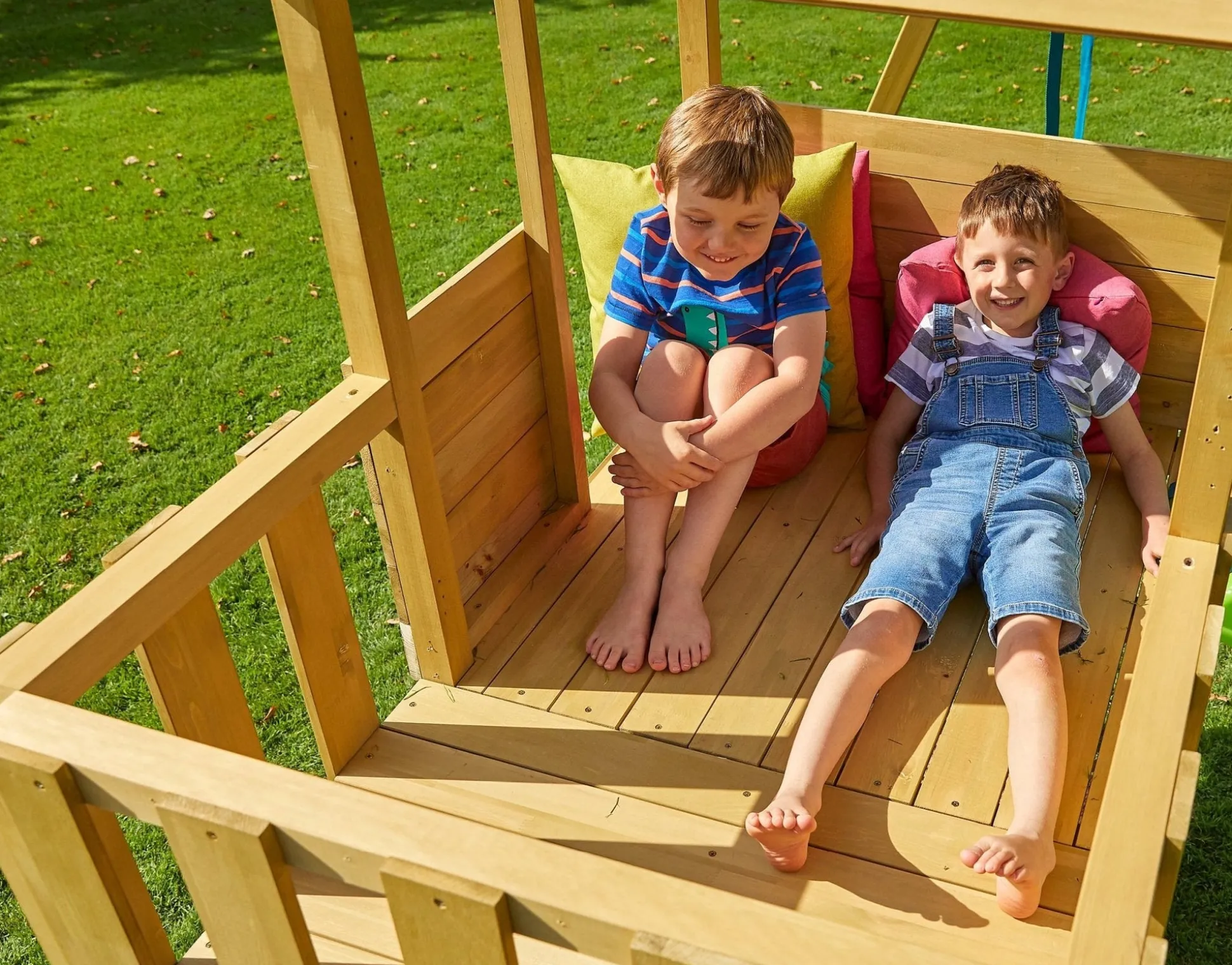 Treehouse Wooden Play Tower, with Wavy Slide, Wooden Balcony & Basketball Hoop - FSC® certified