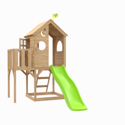 Treehouse Wooden Play Tower, with Wavy Slide, Wooden Balcony & Panel Kit - FSC® certified