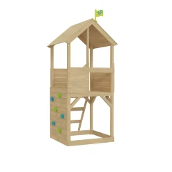 Treehouse Wooden Play Tower, with Climbing Wall - FSC® certified