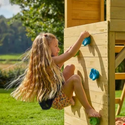 Treehouse Wooden Play Tower, with Climbing Wall - FSC® certified