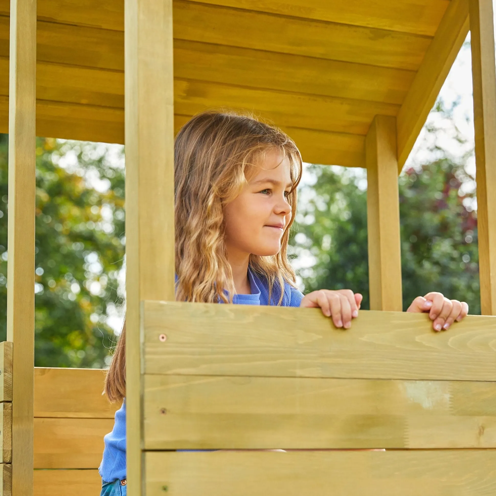 Treehouse Wooden Play Tower, with Wavy Slide & Firemans Pole - FSC® certified
