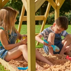 Treehouse Wooden Play Tower, with Wavy Slide & Firemans Pole - FSC® certified