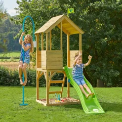 Treehouse Wooden Play Tower, with Wavy Slide & Firemans Pole - FSC® certified
