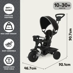 Zoomee 4 in 1 Deluxe Trike - Grey Storm