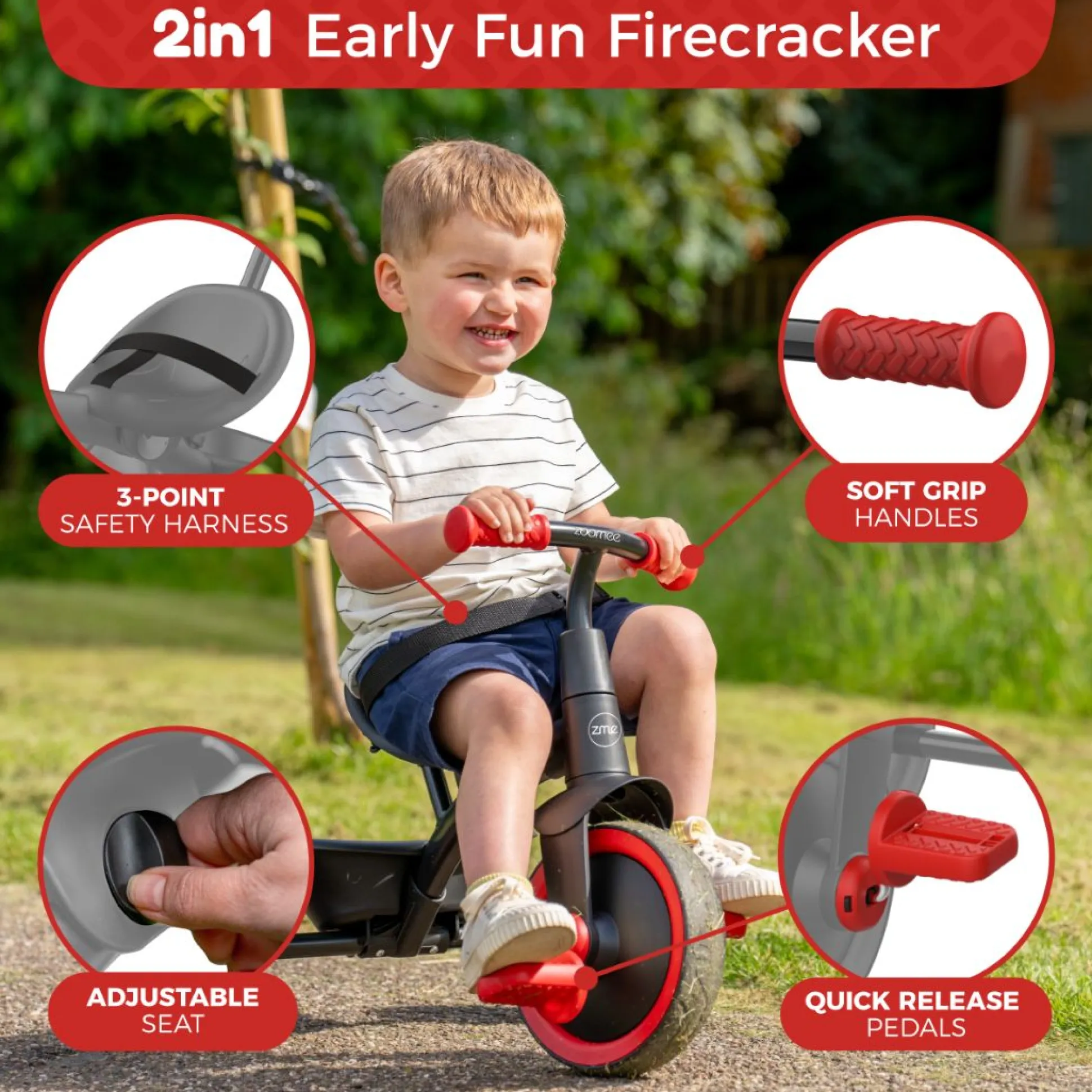 Zoomee 2 in 1 Trike – Firecracker